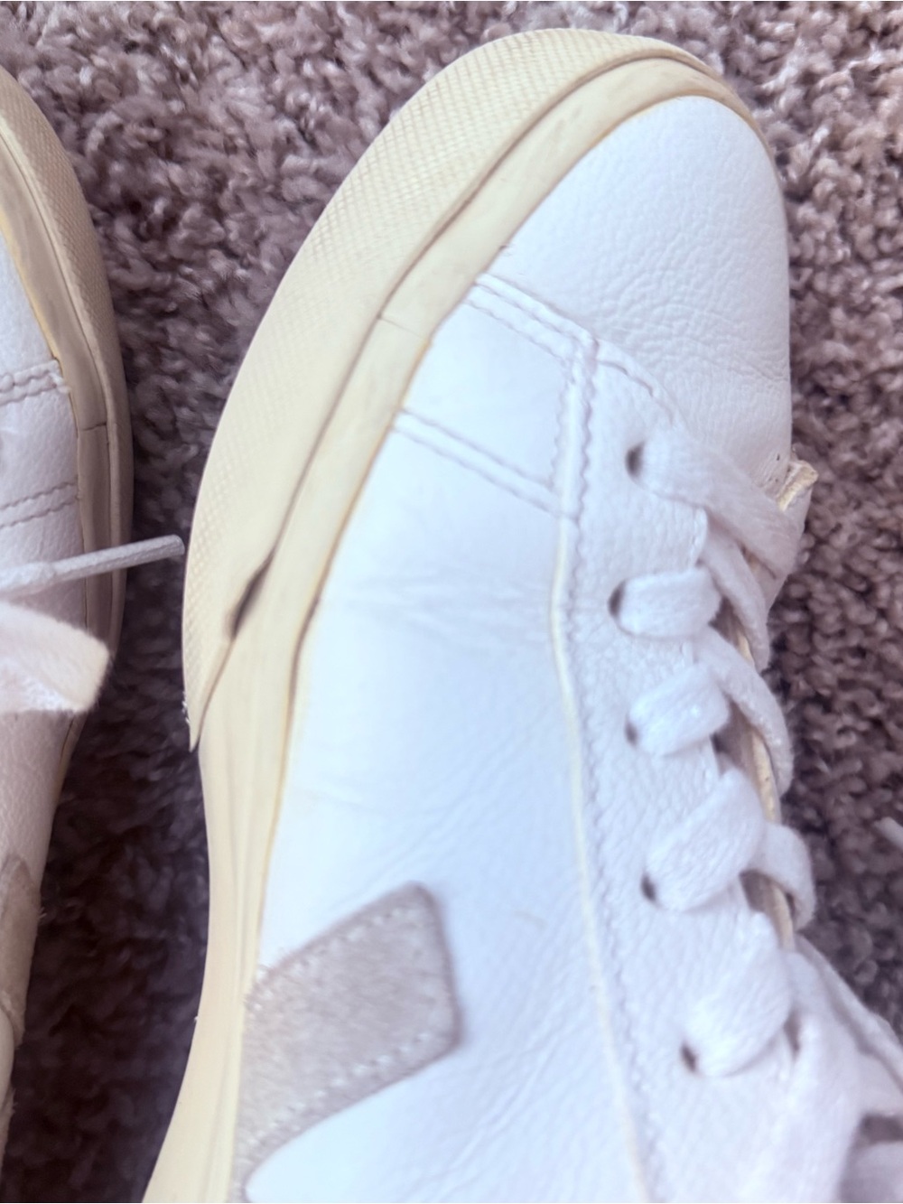 VEJA Campo Womens Size 8 White Almond Chromefree Leather Lace-Up Sneakers - Picture 10 of 10